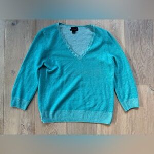 J.Crew 100% Italian Cashmere teal sweater 3/4 sleeves - size large